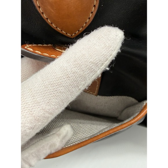 Dooney Bourke Large Black Leather With Cognac Trim Shoulder bag - Picture 12 of 16